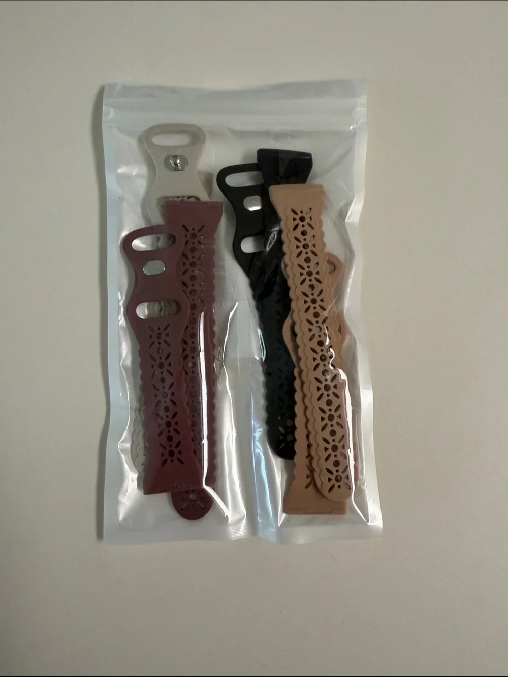NWT Fitbit Versa 3 Lace Silicone Watch Bands Plum, Black, Taupe, Light Gray